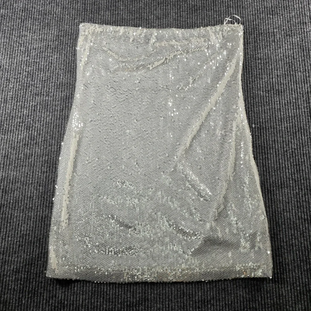 WAYF‎ Silver Sequin Mini Skirt XL High Waisted Party Festival Shimmer Night Out